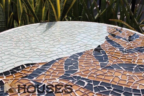 Bàn trà cafe mosaic chiếc lá MT003