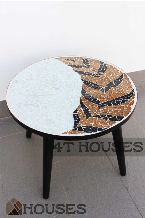 Bàn trà cafe mosaic chiếc lá MT003