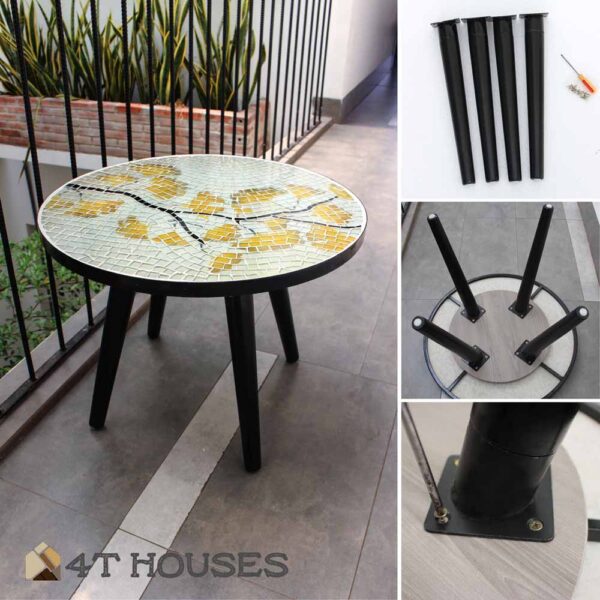 Bàn trà mosaic kính cây rẻ quạt MT0016 4T Houses