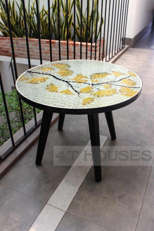 Bàn trà mosaic kính cây rẻ quạt MT0016 4T Houses
