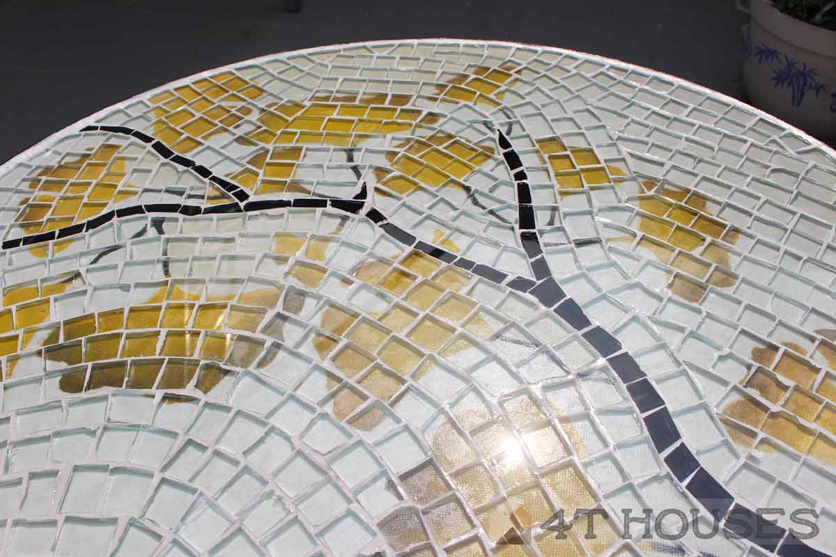 Bàn trà mosaic kính cây rẻ quạt MT0016 4T Houses