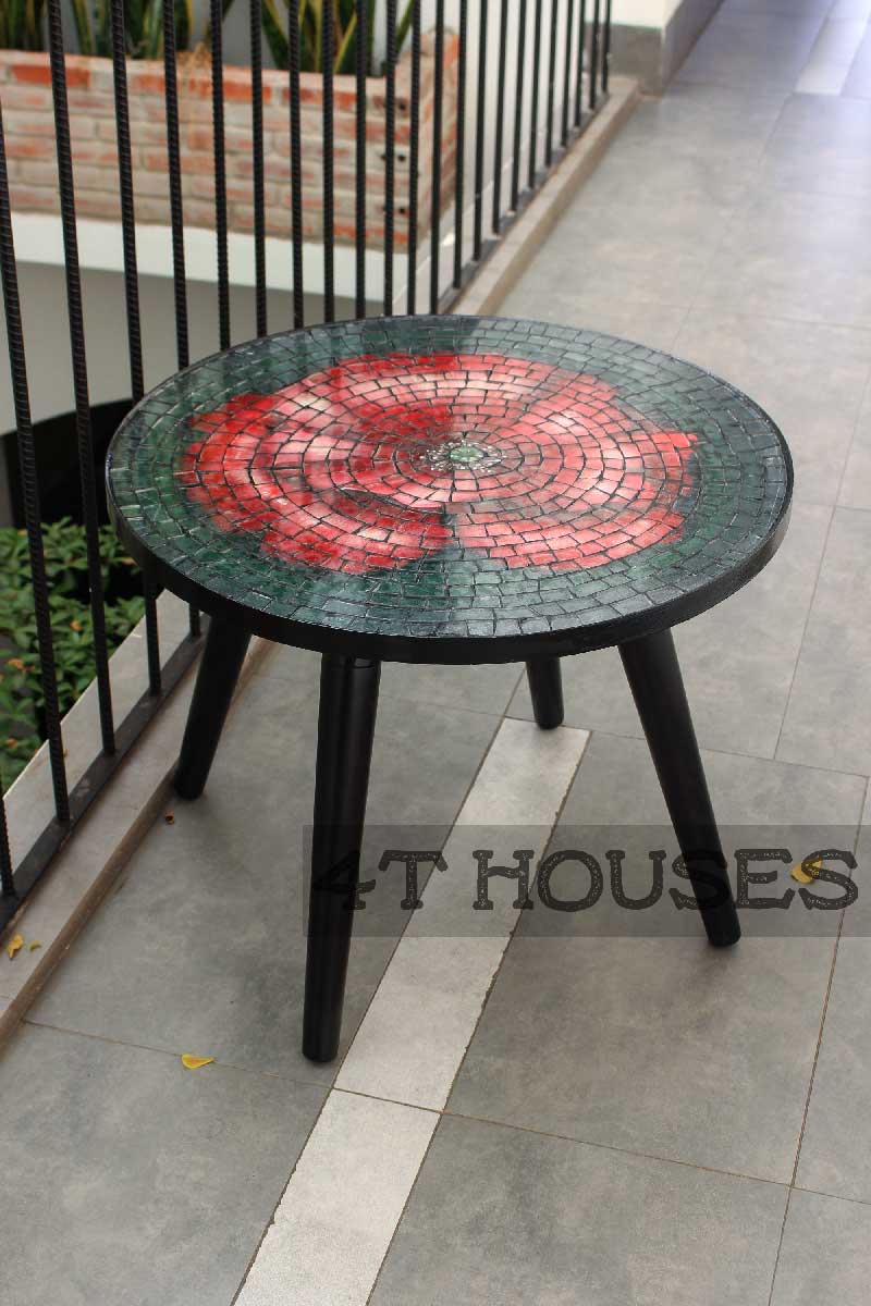 Bàn trà mosaic bông hoa đỏ MT0013 4T Houses