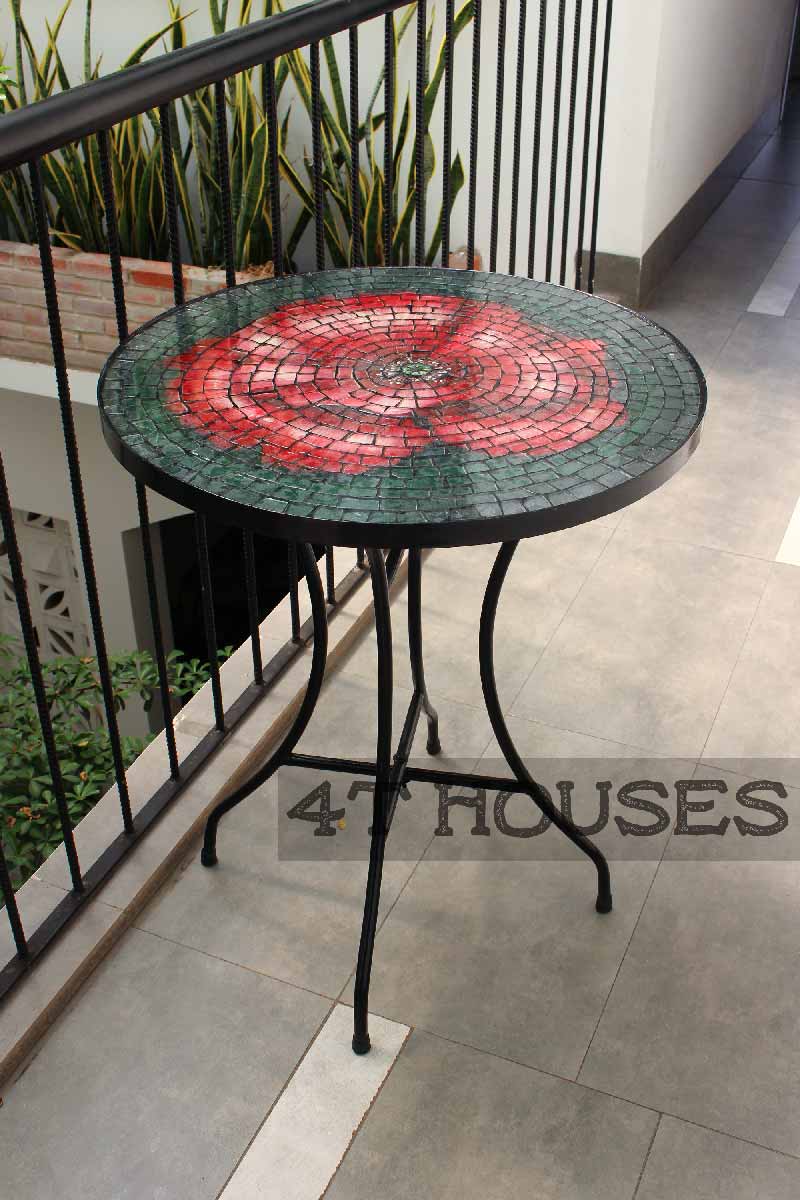 Bàn trà mosaic bông hoa đỏ MT0013 4T Houses