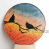 Bàn trà mosaic kính đôi chim và hoàng hôn MT0017