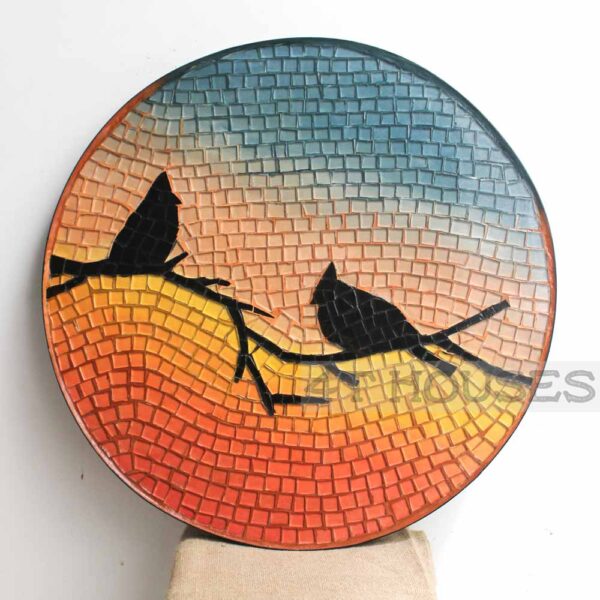 Bàn trà mosaic kính đôi chim và hoàng hôn MT0017