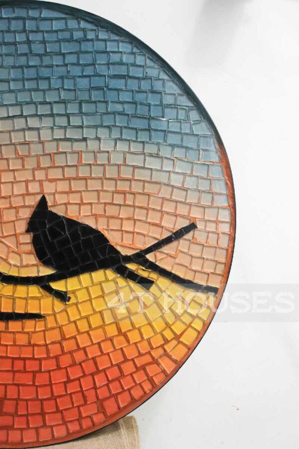 Bàn trà mosaic kính đôi chim và hoàng hôn MT0017