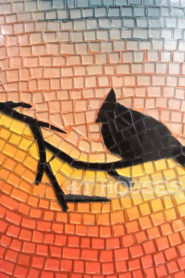 Bàn trà mosaic kính đôi chim và hoàng hôn MT0017