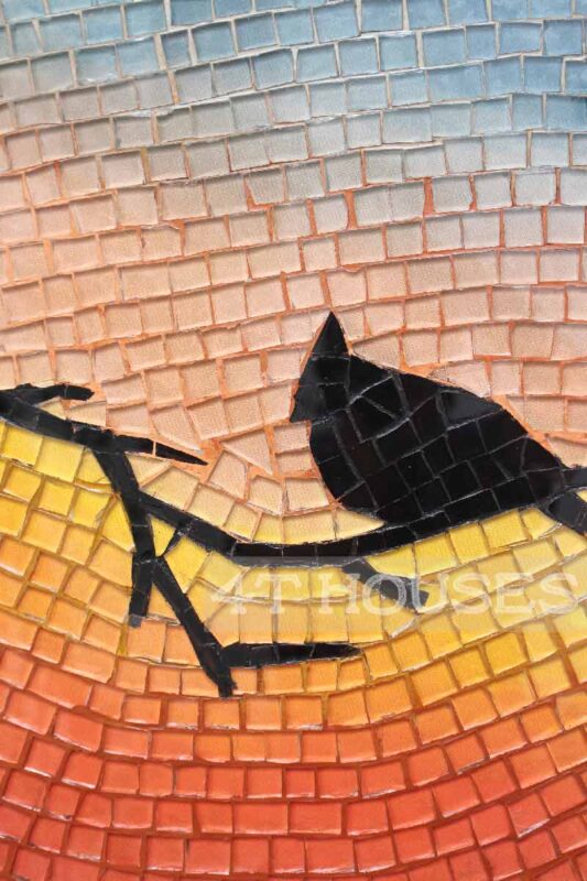 Bàn trà mosaic kính đôi chim và hoàng hôn MT0017 4T Houses