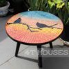 Bàn trà mosaic kính đôi chim và hoàng hôn MT0017