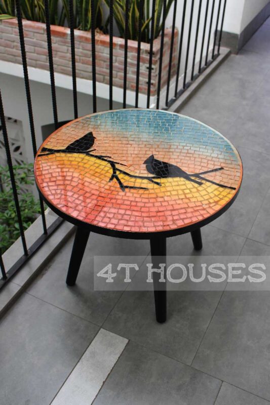 Bàn trà mosaic kính đôi chim và hoàng hôn MT0017 4T Houses