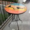 Bàn trà mosaic kính đôi chim và hoàng hôn MT0017