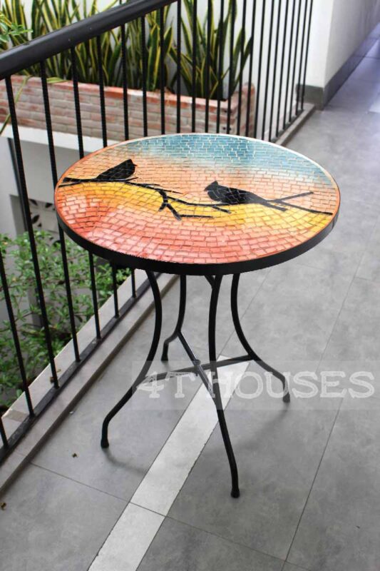 Bàn trà mosaic kính đôi chim và hoàng hôn MT0017 4T Houses