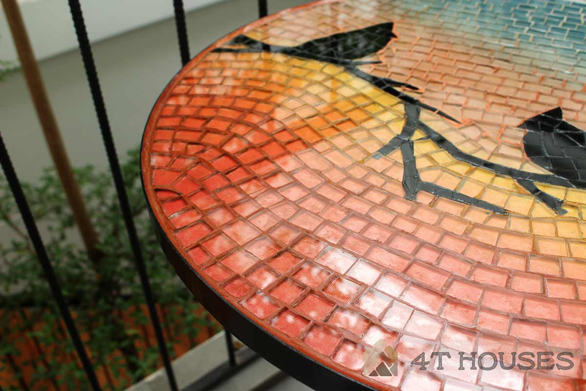 Bàn trà mosaic kính đôi chim và hoàng hôn MT0017 4T Houses