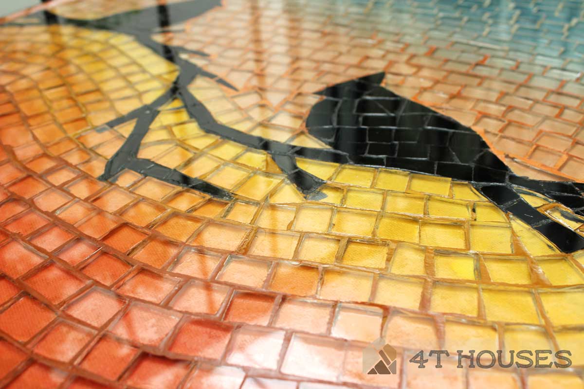 Bàn trà mosaic kính đôi chim và hoàng hôn MT0017 4T Houses