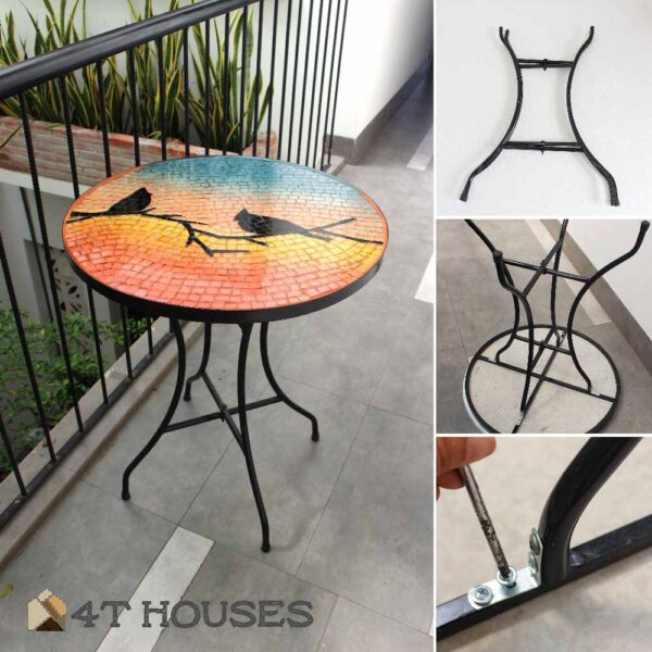 Bàn trà mosaic kính đôi chim và hoàng hôn MT0017