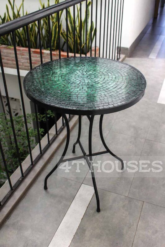 Bàn trà mosaic kính lá xanh MT0018 4T Houses