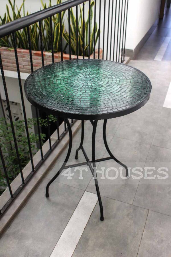 Bàn trà mosaic kính lá xanh MT0018 4T Houses