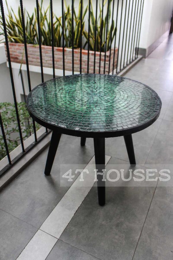 Bàn trà mosaic kính lá xanh MT0018 4T Houses