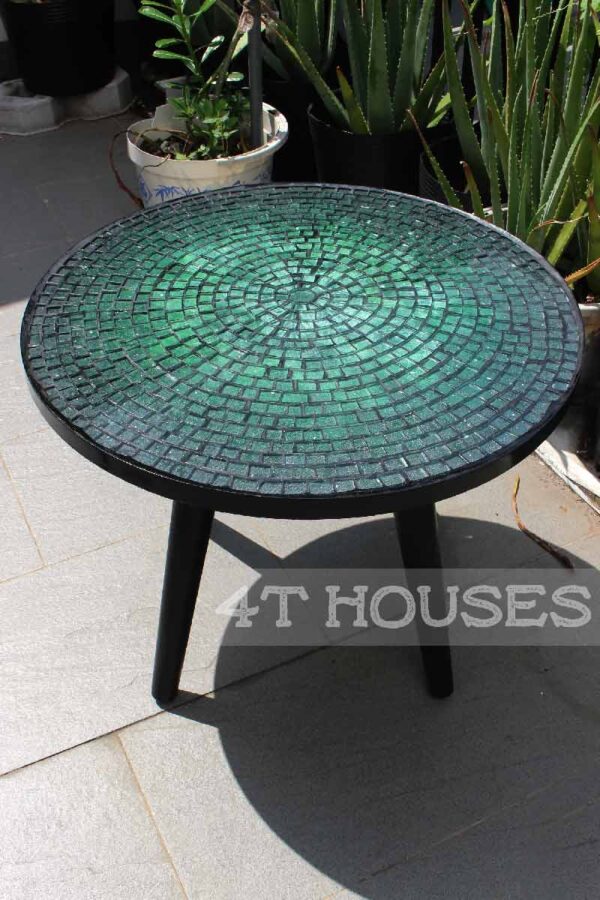 Bàn trà mosaic kính lá xanh MT0018 4T Houses
