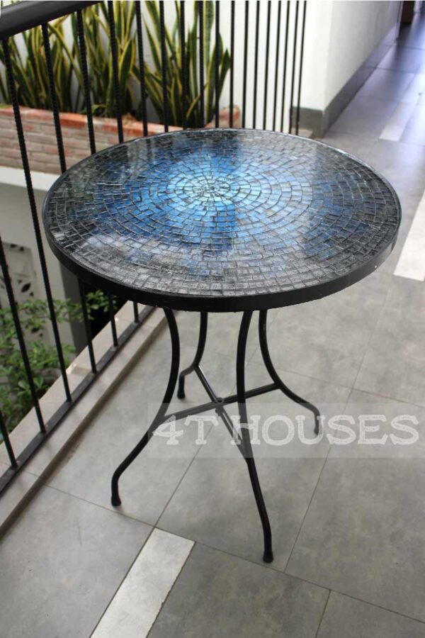 Bàn trà mosaic kính lá xanh dương MT0019 4T Houses