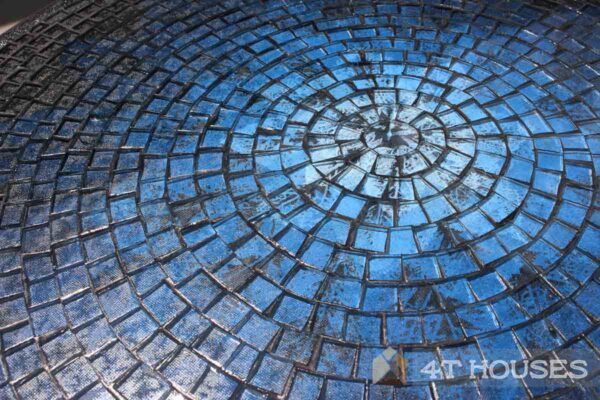 Bàn trà mosaic kính lá xanh dương MT0019 4T Houses