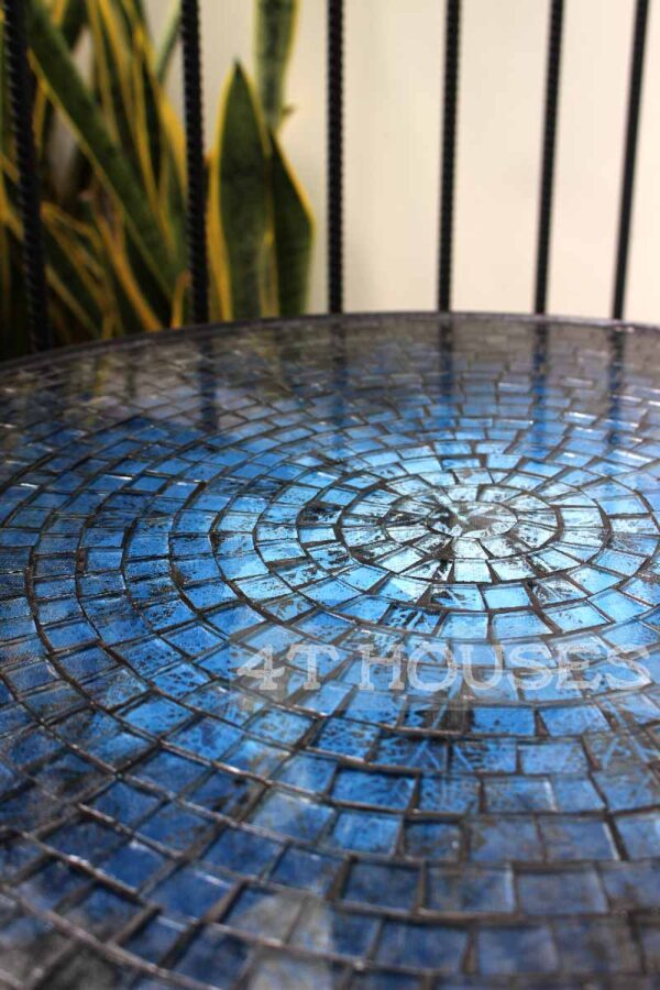 Bàn trà mosaic kính lá xanh dương MT0019 4T Houses