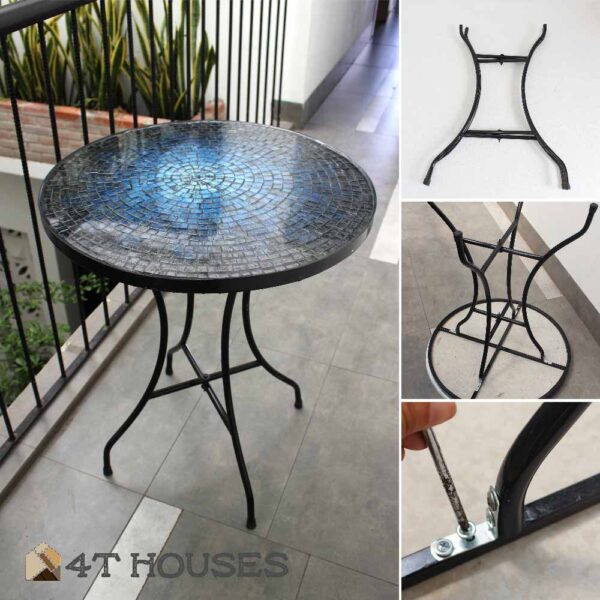 Bàn trà mosaic kính lá xanh dương MT0019 4T Houses