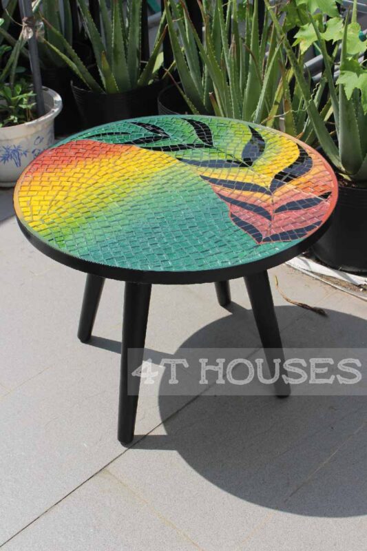 Bàn trà mosaic kính chiếc lá 3 màu MT0022 4T Houses