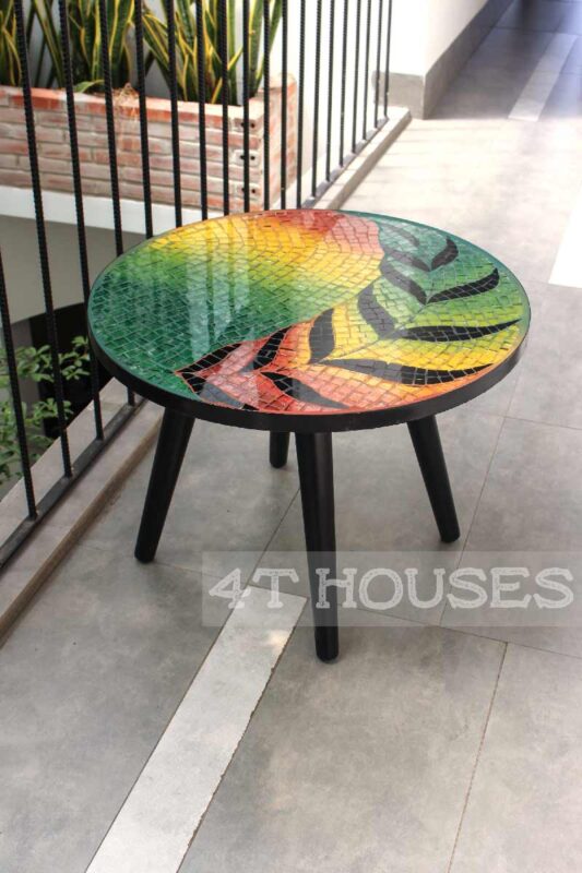 Bàn trà mosaic kính chiếc lá 3 màu MT0022 4T Houses