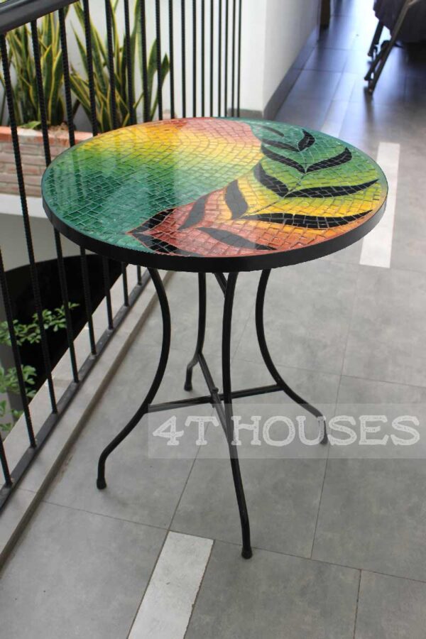 Bàn trà mosaic kính chiếc lá 3 màu MT0022 4T Houses