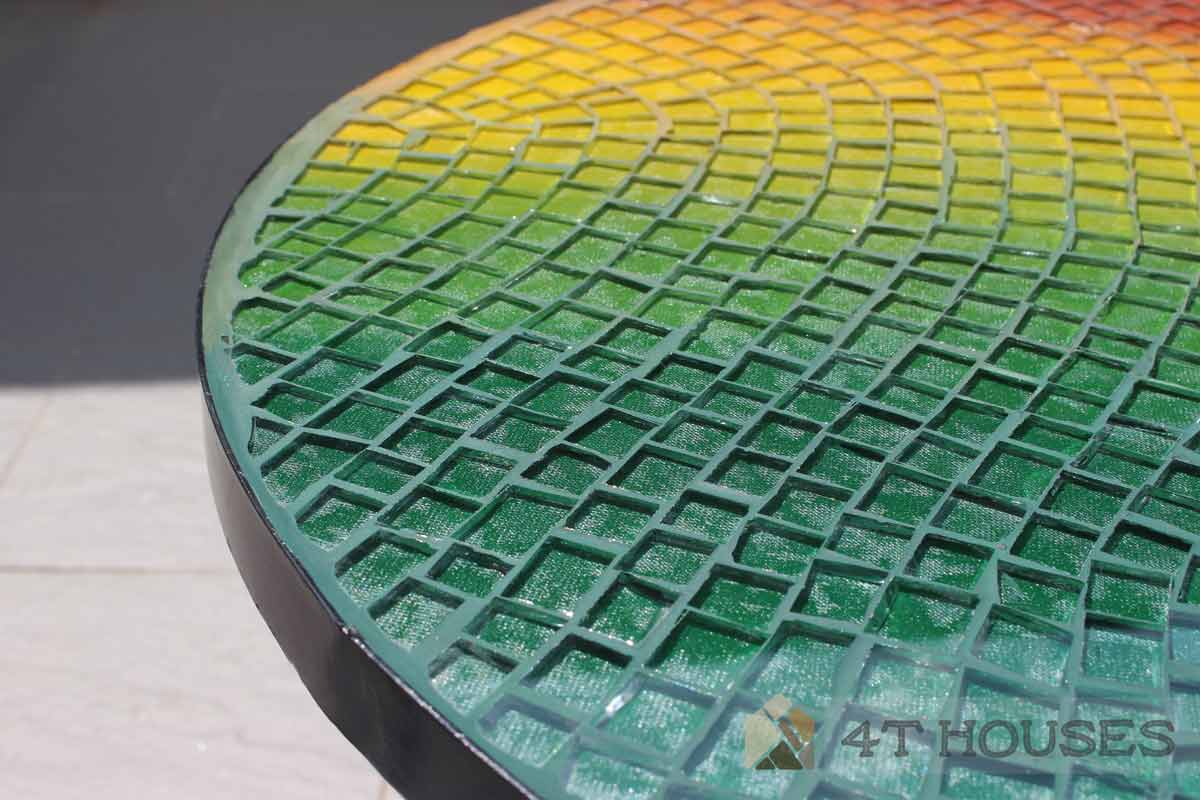 Bàn trà mosaic kính chiếc lá 3 màu MT0022 4T Houses