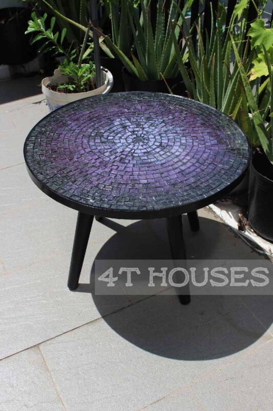 Bàn trà mosaic kính lá tím MT0020 4T Houses