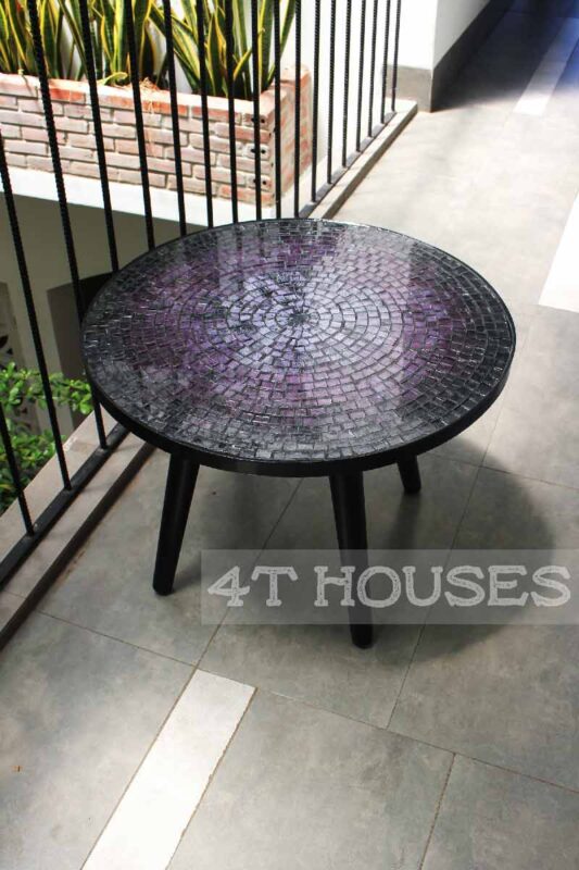 Bàn trà mosaic kính lá tím MT0020 4T Houses