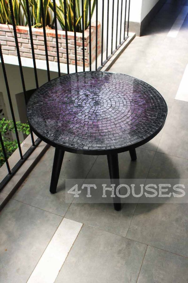 Bàn trà mosaic kính lá tím MT0020 4T Houses