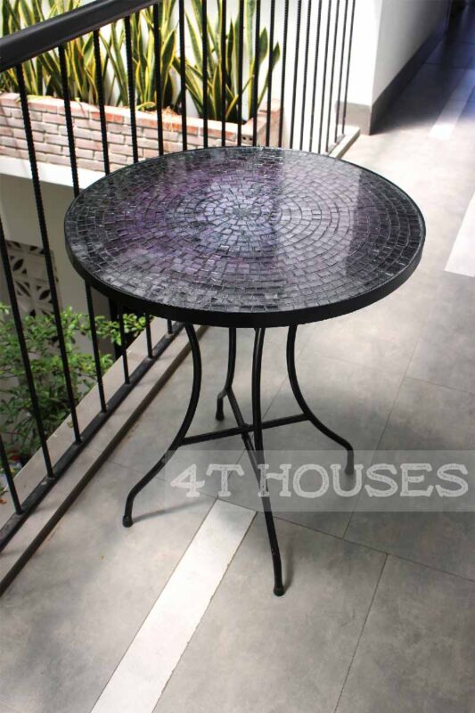 Bàn trà mosaic kính lá tím MT0020 4T Houses