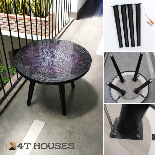 Bàn trà mosaic kính lá tím MT0020 4T Houses