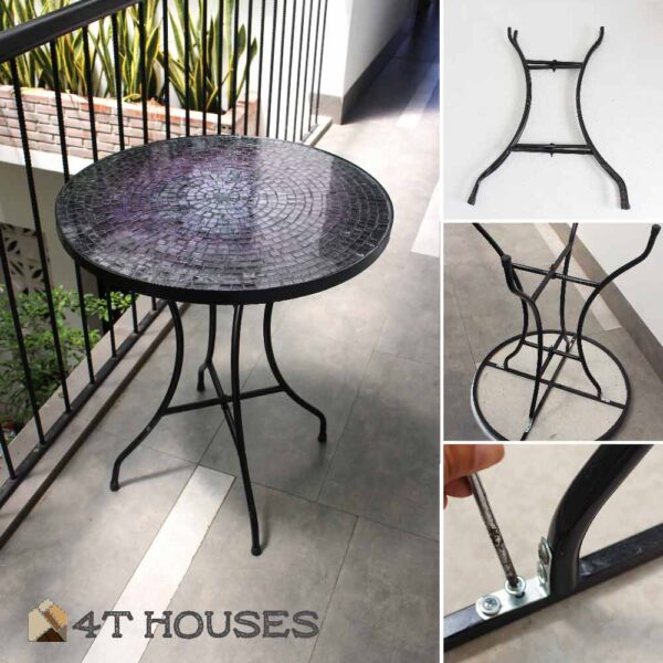 Bàn trà mosaic kính lá tím MT0020 4T Houses