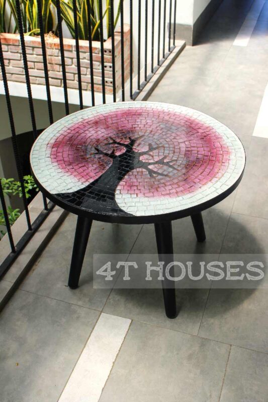 Bàn trà mosaic kính cây bằng lăng tím MT0021
