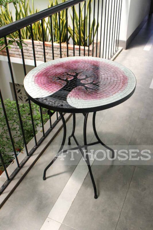 Bàn trà mosaic kính cây bằng lăng tím MT0021