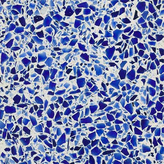 Đá mài terrazzo nền trắng hạt kính xanh dương TE1071