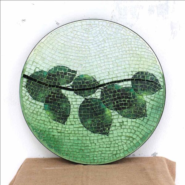 Bàn trà tròn kính mosaic MT0026A xanh lá