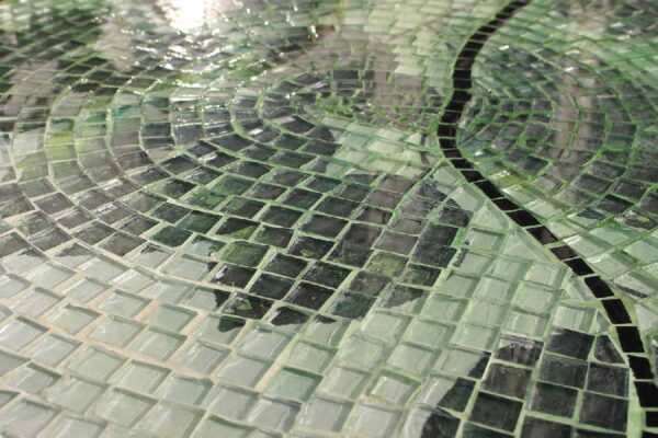 Bàn trà tròn kính mosaic MT0028A xanh lá