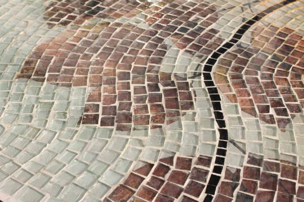 Bàn trà tròn kính mosaic MT0028C cam nâu