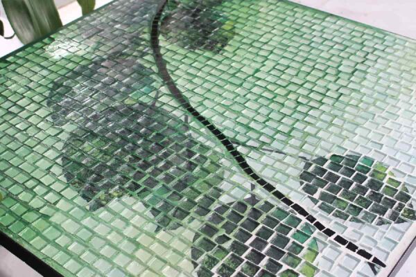 Bàn trà vuông kính mosaic MT0029A xanh lá