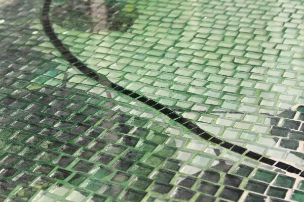 Bàn trà vuông kính mosaic MT0029A xanh lá