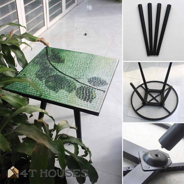 Bàn trà vuông kính mosaic MT0029A xanh lá