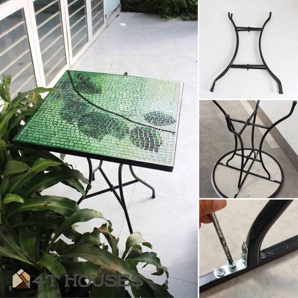 Bàn trà vuông kính mosaic MT0029A xanh lá