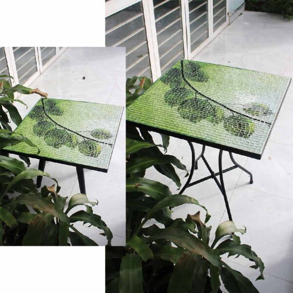 Bàn trà vuông kính mosaic MT0029B xanh vàng