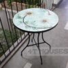 Bàn trà mặt kính mosaic bông cúc trắng MT0030,
