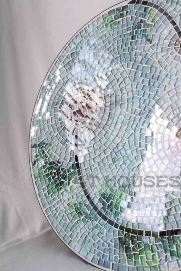 Bàn trà mặt kính mosaic bông cúc trắng MT0030,